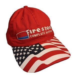 Firestone Complete Auto Care Patriotic‎ American Flag USA Strapback Dad Hat GUC